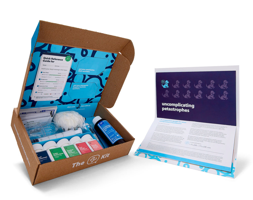 The Uh-Oh Kit contains an array of over-the-counter medications labeled specifically for dogs. Be prepared for allergies, stomach upsets, and an array of other symptoms with The Uh-Oh Kit.